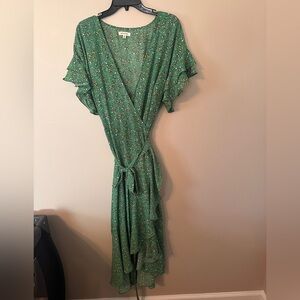 Max Studio Green Floral High Low Dress
